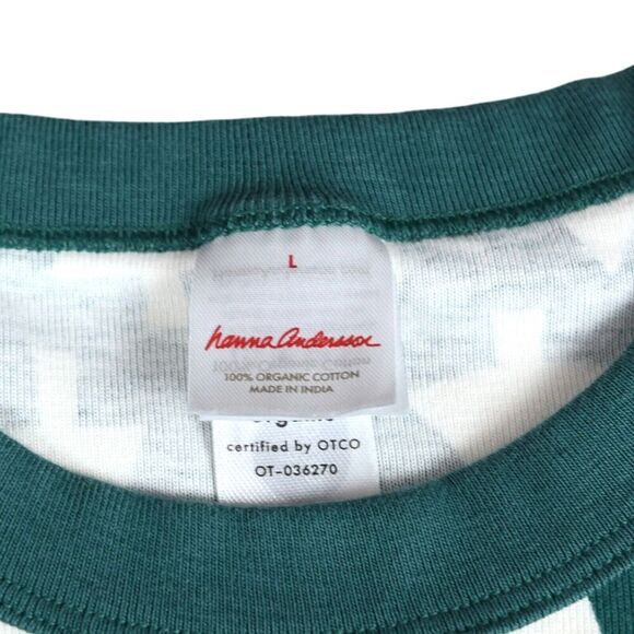 Hanna Andersson Adult Green & Ivory Trees Christmas Pajamas L Top EUC - Picture 4 of 7